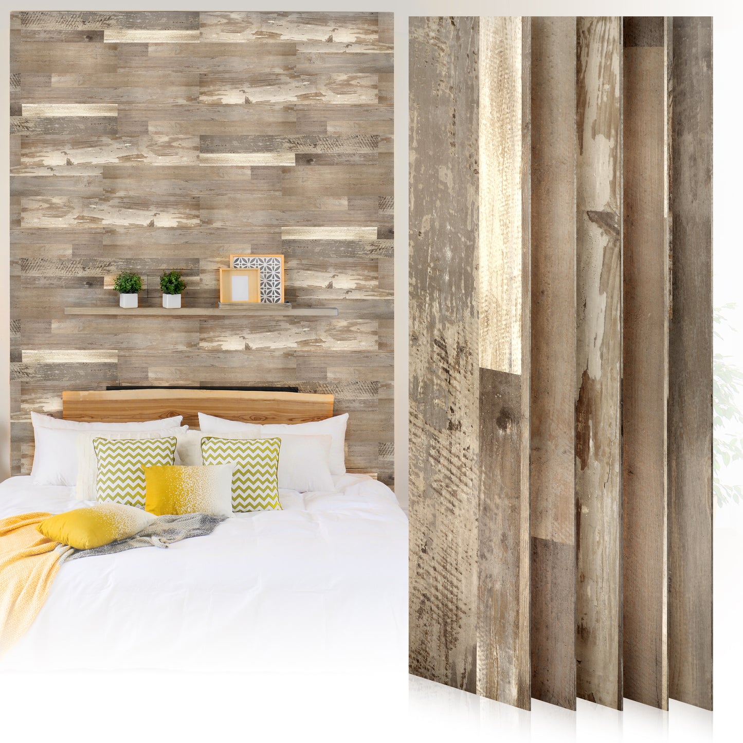 Peel and Stick Accent Wall Planks: Reclaimed Barnwood