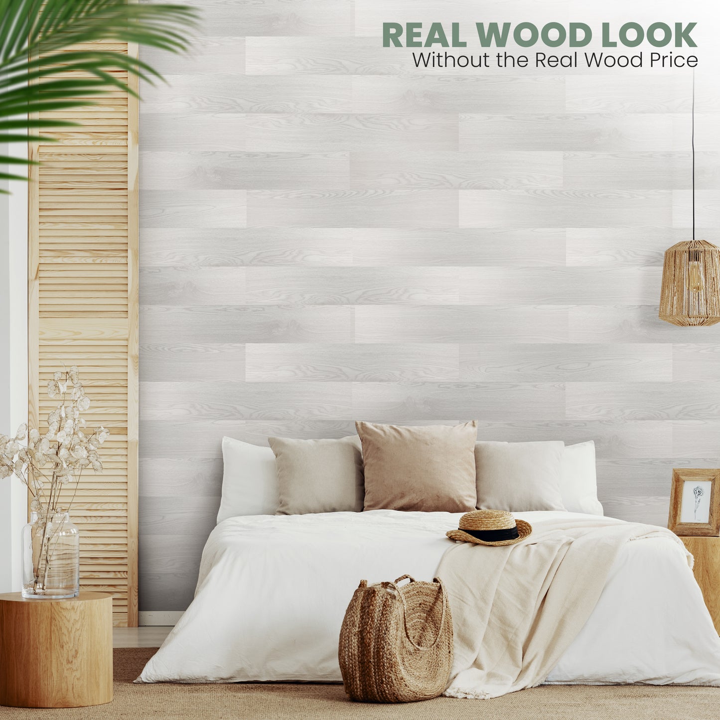 Peel and Stick Accent Wall Planks: White Washed Oak